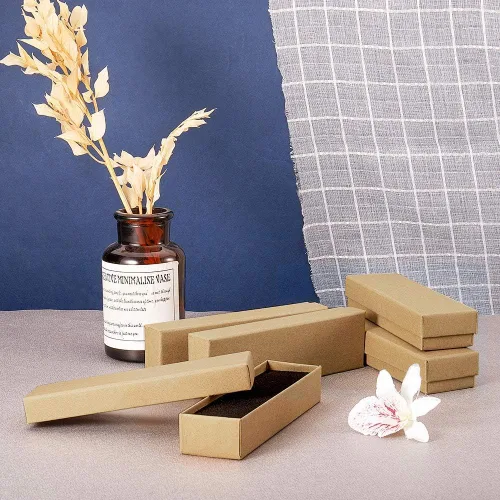 Vista 6 de PH PandaHall Paquete de 20 cajas de regalo de joyería, collar, pulsera, caja de papel kraft rectangular con esponja para vender cumpleaños, Navidad