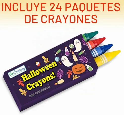 Vista 2 de ArtCreativity Paquete de 24 mini juegos de libros para colorear de Halloween para niños, incluye 24 libros pequeños para colorear y 96 crayones