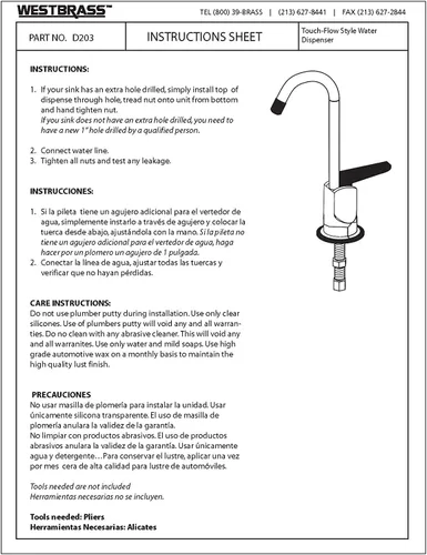 Vista 6 de Westbrass CO127-11 Kit de grifo dispensador de agua fría pura estilo Touch-Flo de 6 pulgadas con unidad de filtro en línea debajo del fregadero y 2