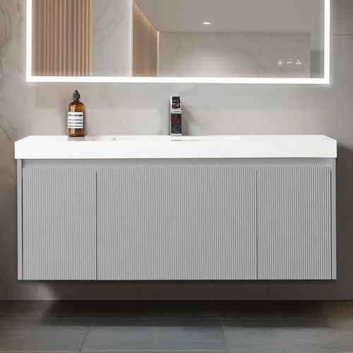 Vista 58 de Blossom Lavabo de baño de 20 pulgadas con tocador, todo en madera montado en la pared, gabinete flotante de baño con tocador con fregadero