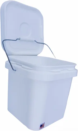 Vista 2 de Cubo de cubo de 2 galones de almacenamiento de grado alimenticio libre de BPA cuadrado con tapa y mango de metal, contenedor de plástico blanco