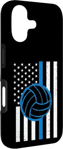 Vista 3 de US Flag Blue Line Volleyball Vintage Patriotic Police Cop Case for iPhone 17