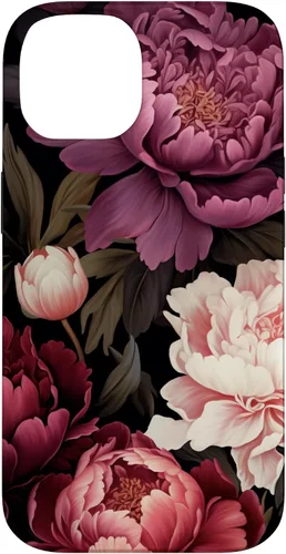 Vista 4 de Carcasa para iPhone 17 con diseño floral de peonía rosa magenta y rubor