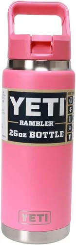 Vista 36 de YETI Rambler Botella de 26 onzas, aislada al vacío, de acero inoxidable, con tapa de popote a juego Rojo rescate
