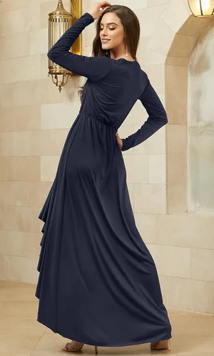 Vista 5 de KOH KOH Vestido de cóctel formal de otoño e invierno con abertura para mujer