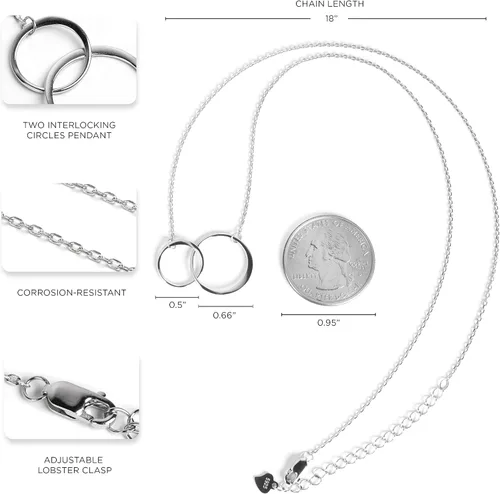 Vista 3 de Suavell Collar de madre e hijo. Collar de doble círculo de plata esterlina para mujer. Regalos para el día de la madre de parte del hijo. Regalos