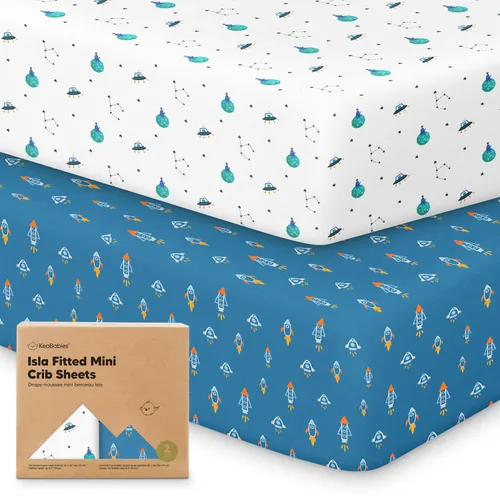 Vista 42 de Sábanas ajustadas para Pack and Play - Paquete de 2 sábanas mini para cuna para Pack N Play, colchón 38x26, ropa de cama suave y acogedora