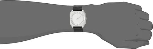 Vista 2 de slow Jo 05 - Reloj suizo de 24 horas con una sola mano - Plata con correa de cuero negro, Italiano