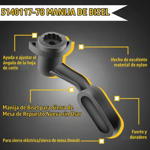 Vista 2 de HASMX 5140117-78 - Mango biselado de sierra de mesa de repuesto para Dewalt DW745, DWE7480, números de pieza 5140117-78, 5140032-55, 514011778