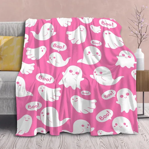 Vista 16 de Manta personalizada de fantasmas de Halloween, regalos para niñas, mujeres y niños, manta de forro polar ligera, espeluznante para niños, mantas