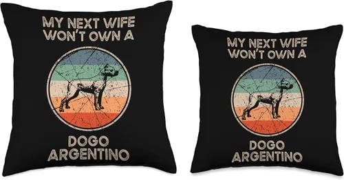 Vista 3 de Funny Dogo Argentinos Gift for Men & Women Next Wife Won't Own Dog-Husband Father Dogo Argentinos Dad - Almohada de 16 x 16 pulgadas, multicolor
