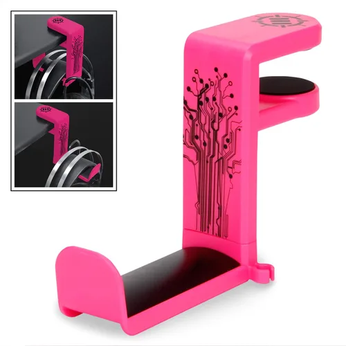 Vista 11 de ENHANCE Soporte para auriculares para juegos de PC, soporte para auriculares de escritorio con rotación ajustable de 360 grados, abrazadera de Negro