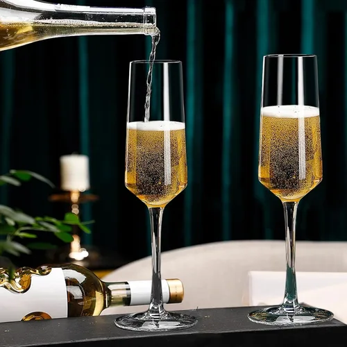 Vista 6 de Juego de 8 copas de champán, elegantes copas de champán de 8 onzas Copas de champán espumosas transparentes, vidrio de mimosa, prosecco