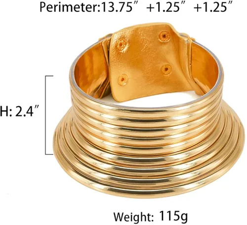 Vista 5 de Gargantilla Gmqhd de oro estilo africano gótico punk egipcio Okoye de resina flexible similar al metal cuero grueso de moda para regalo