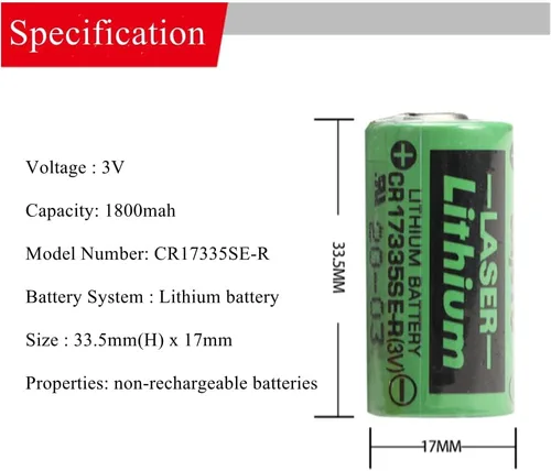 Vista 2 de KANGLEUS (5 piezas) para SANYO CR17335SE-R CR17335 3V 1800mAh PLC batería de repuesto con enchufe