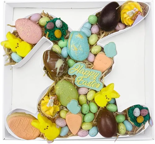Vista 45 de Bandeja de papel rellenable de 12.5 pulgadas con números y letras de cartón, tablero de charcutería, bandeja para cupcakes dulces, caja decorativa