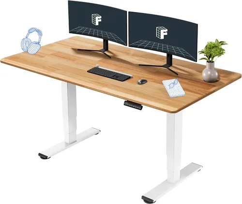 Vista 12 de FlexiSpot E6 Bamboo - Escritorio eléctrico de pie de 3 etapas con motor dual de 48 x 24 pulgadas, soporta 220 libras, altura ajustable con ajustes