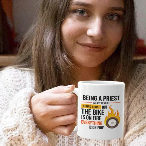 Vista 7 de Tazas de café cristianas de 11 onzas, color blanco, versículo bíblico cristiano, agradecimiento al pastor y sacerdote