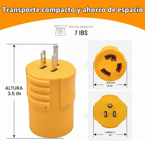 Vista 3 de Adaptador RV de 30 amperios a 110, enchufe de alimentación NEMA 5-15P NEMA 5-15P a L5-30R