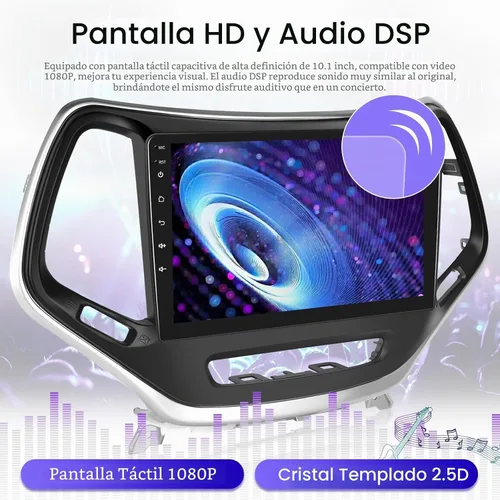 Vista 5 de Radio Android de 2 GB+64 GB para Jeep Cherokee 2013-2018, pantalla táctil de 10.1 pulgadas, estéreo de coche, Carplay y Android