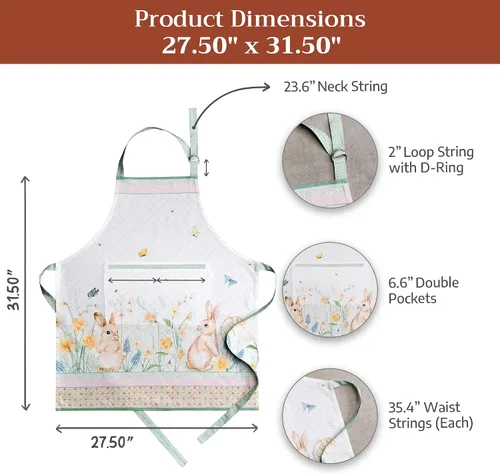 Vista 501 de Maison d' Hermine Delantales para mujer con bolsillo, 100% algodón (27.50 x 31.50 pulgadas)
