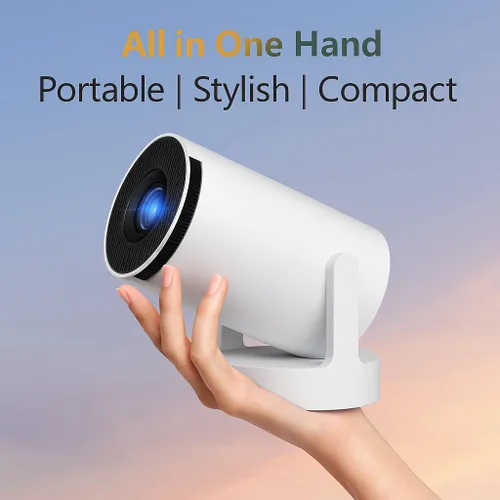 Vista 8 de [Usado] Mini proyector inteligente con Android TV, WiFi Bluetooth, soporte HD 1080P, Keystone automático, giro de 180°, proyector portátil de cine