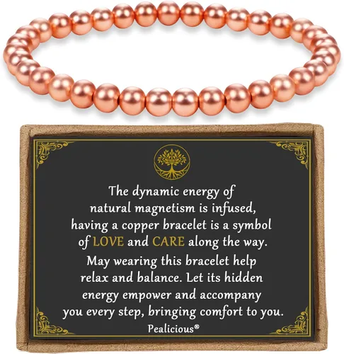 Vista 13 de PEALICIOUS Pulsera de cobre para mujeres y hombres con cuentas magnéticas
