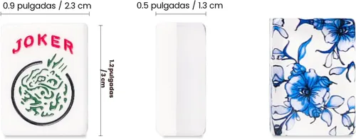 Vista 2 de Juego de Mahjong Americano, 166 Azulejos Premium de Acrílico con Impresiones Azules, 4 Estante/Empujadores de Color Todo en Uno, Juego Completo