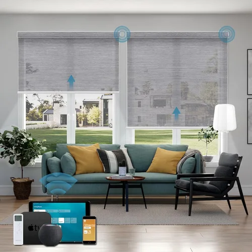 Vista 32 de Cortinas enrollables inteligentes de filtrado de luz motorizadas compatibles con HomeKit, persianas inteligentes para ventanas con 1% de apertura