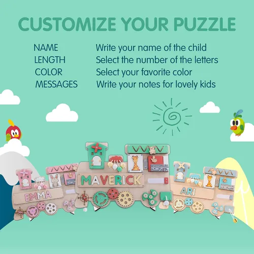 Vista 6 de Rompecabezas con nombres personalizados para niños pequeños (letras fijas I J), tablero personalizado para niños pequeños, tablero personalizado