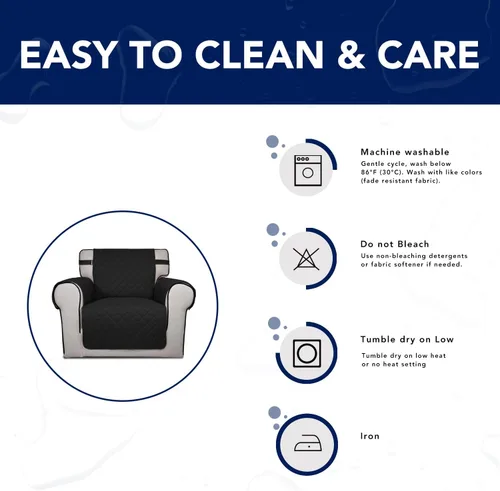 Vista 7 de PureFit Funda de Sofá Reversible Resistente al Agua Funda de Silla Sofá, Funda de Muebles Lavable a Máquina con Espuma Antideslizante y Correa
