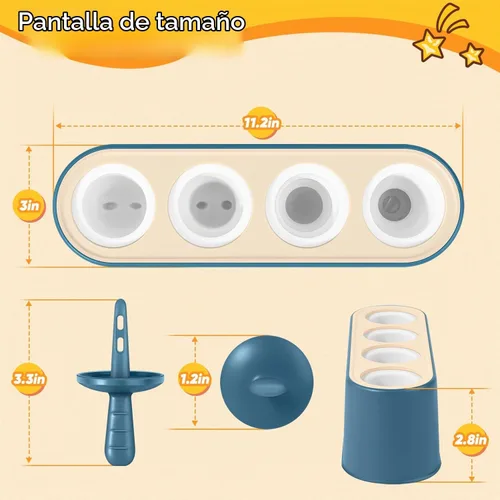 Vista 6 de Juego de 4 moldes para paletas caseras de silicona, moldes para helados, de fácil liberación, reutilizables, moldes para hacer bricolaje