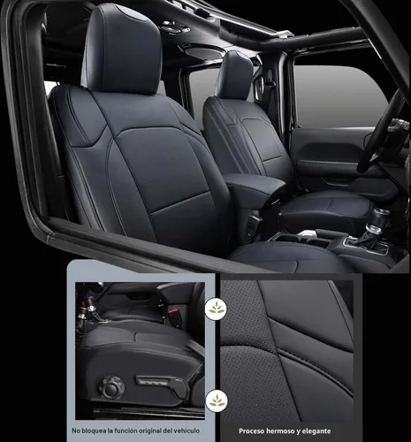 Vista 3 de Fundas de Asientos de Automóvil de Ajuste Personalizado para Jeep Gladiator 2020-2025 con Cuero Impermeable y Compatible con Airbag, Protector