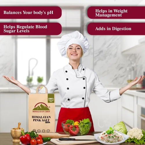 Vista 6 de Himalayan Chef Sal rosa del Himalaya – Bolsa a granel de grano grueso de 5 libras – Cristales gourmet 100% naturales y puros, contiene 84 minerales