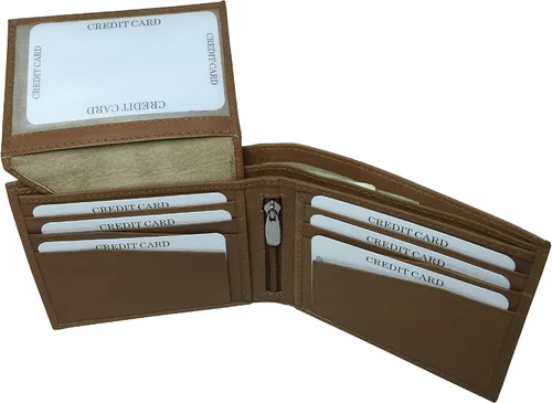 Vista 5 de BMF billetera de cuero genuino bordado color marrón auténtica BMF