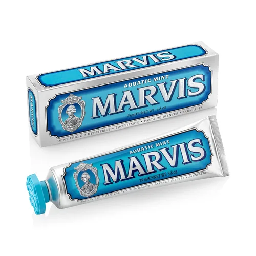Vista 4 de Marvis Classic Strong Mint y Aquatic Mint - Juego de pasta de dientes, 3.8 onzas