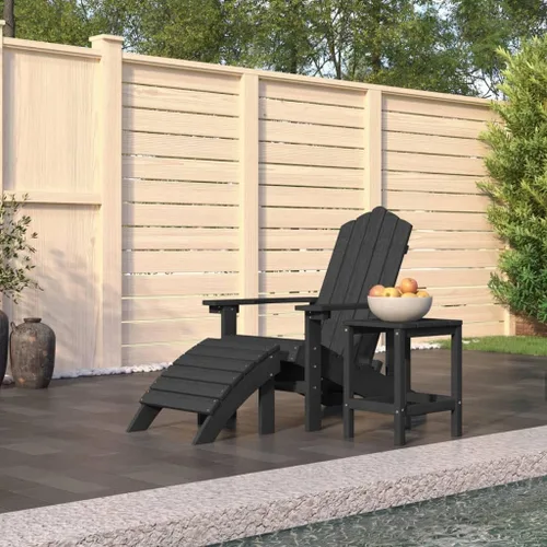 Vista 17 de Sillas Adirondack para patio con reposapiés y mesa HDPE antracita silla de patio al aire libre sillas de comedor al aire libre Sillas para Comedor