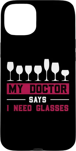 Vista 9 de iPhone 12/12 Pro Wine Lovers Pun Funny Drinking My Doctor Says I Need Glasses Case