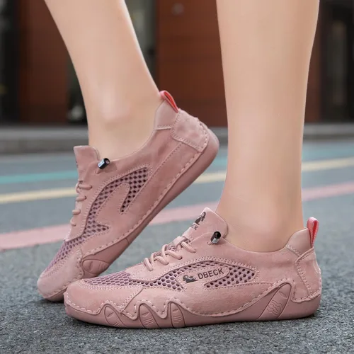 Vista 6 de JishinGal Zapatos deportivos de malla para exteriores para senderismo y caminar, zapatos deportivos de verano para mujer, malla transpirable