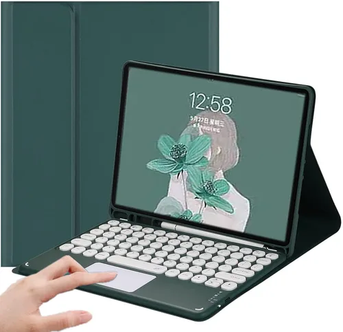 Vista 15 de Funda de teclado para iPad Mini - Funda de piel delgada con teclado desmontable Touchpad, soporte para lápices, color verde menta