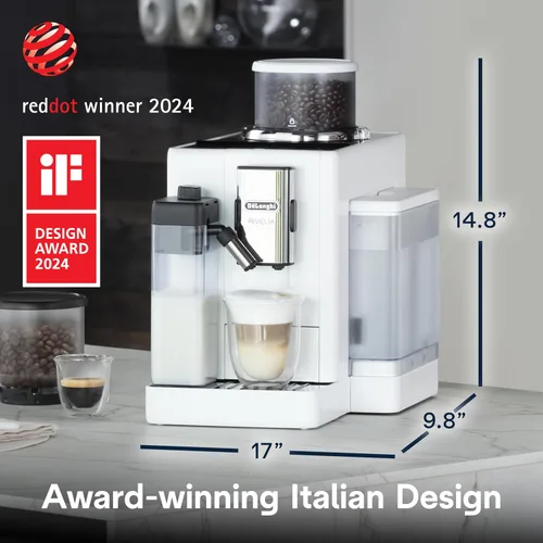 Vista 7 de De'Longhi Rivelia - Máquina automática de café expreso con molinillo y espumador de leche, cafetera todo en uno, café con leche caliente y helado