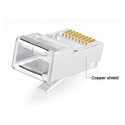 Vista 3 de 50 conectores RJ45 Cat6, conectores RJ45 C6, conectores RJ45 blindados de metal Cat6, conectores de enchufe de red modular FTP 8P8C