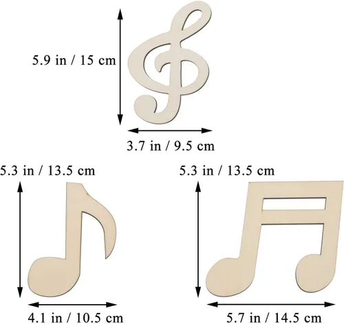 Vista 2 de Notas musicales Recortes de madera 9pcs