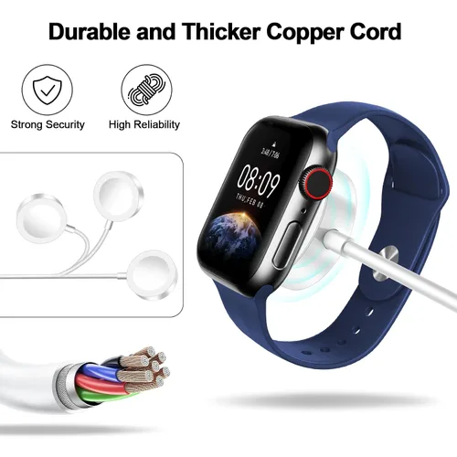 Vista 4 de Cable magnético de carga rápida actualizado para Apple Watch 2026 A-blanco
