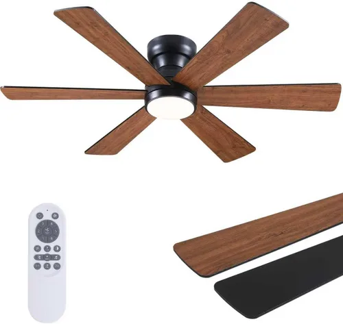 Vista 17 de Asyko Ventiladores de Techo con Luces, Ventilador de Techo de Perfil Bajo de 46" con Luz y Control Remoto, Montaje al Ras, Reversible, Regulable