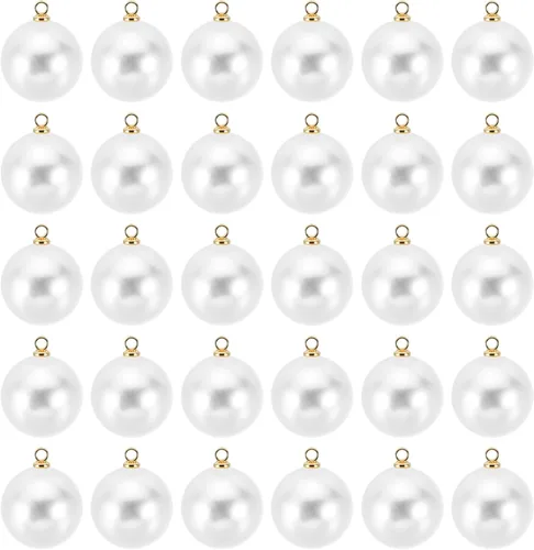 Vista 32 de PATIKIL Abalorio de perlas, 100 cuentas de perlas de imitación de perlas colgantes para bricolaje para hacer joyas, pulseras, aretes, collares Beige