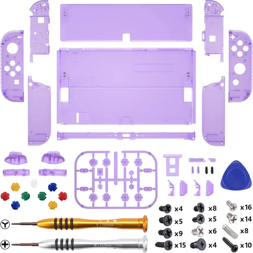 Vista 3 de eXtremeRate DIY Full Set Shell for Nintendo Switch OLED, Replacement Console Back Plate & Kickstand, Custom NS Controller Housing with Full Set