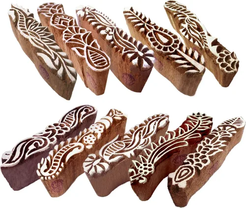 Vista 17 de Sellos de madera artísticos pequeños bloques de impresión de diseño redondo (juego de 10) Htag2151