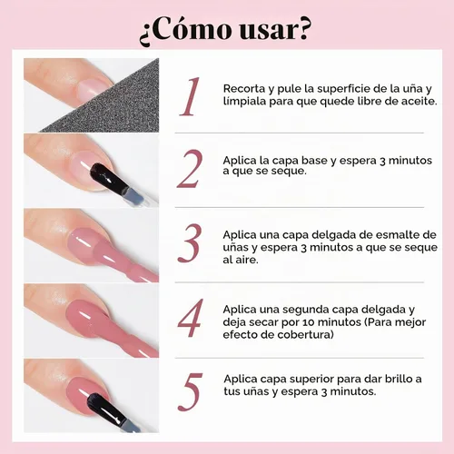 Vista 7 de Esmalte de uñas de secado rápido, color rosa Esmalte de uñas de secado rápido regular a granel sin gel de larga duración DIY salón regalo