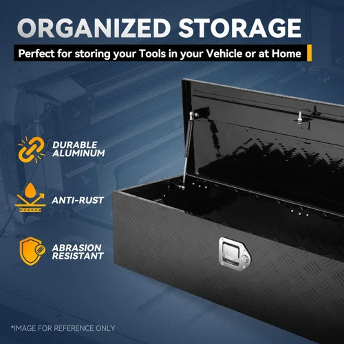 Vista 6 de Caja de herramientas de placa de diamante de aluminio resistente para cama de camioneta pickup, remolque RV, caja de herramientas impermeable